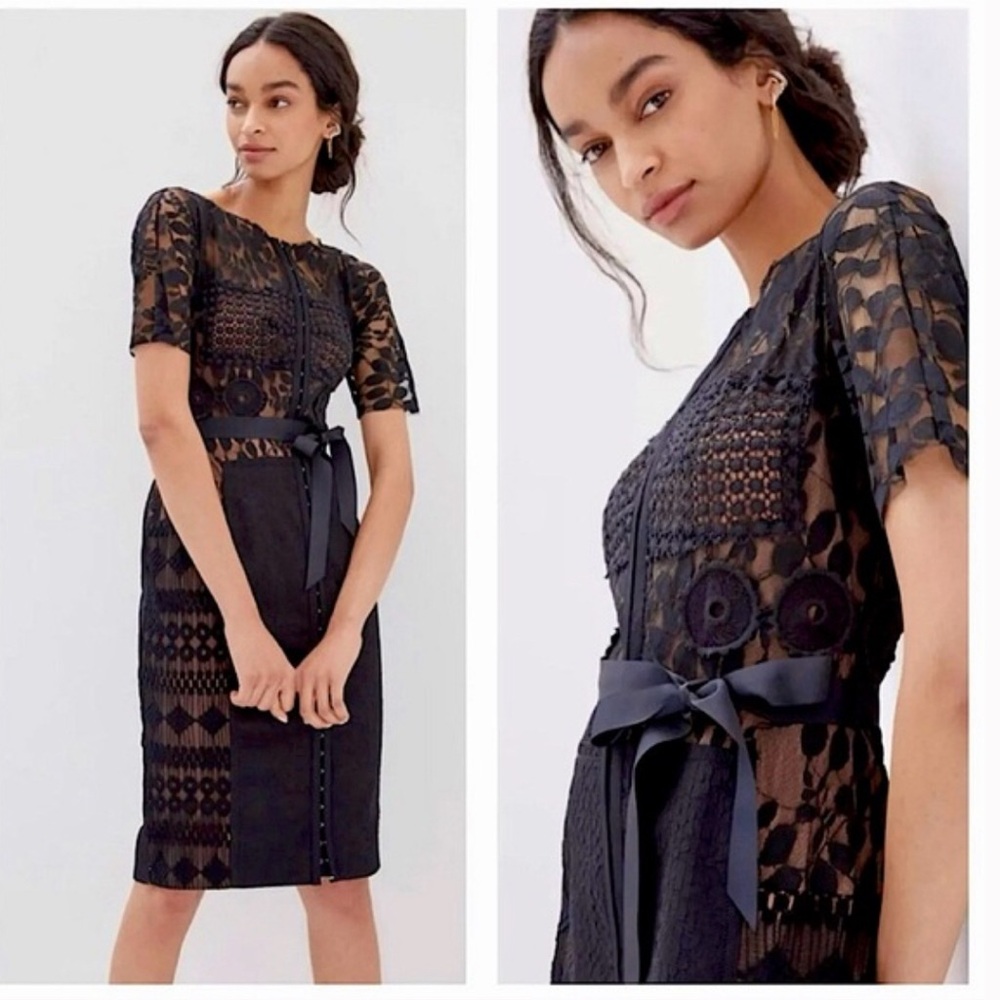 Anthropologie Byron Lars Black Sheath Midi Dress